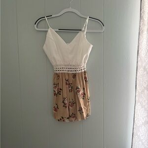 (OFFERS WELCOME) Floral Tan and White Romper
